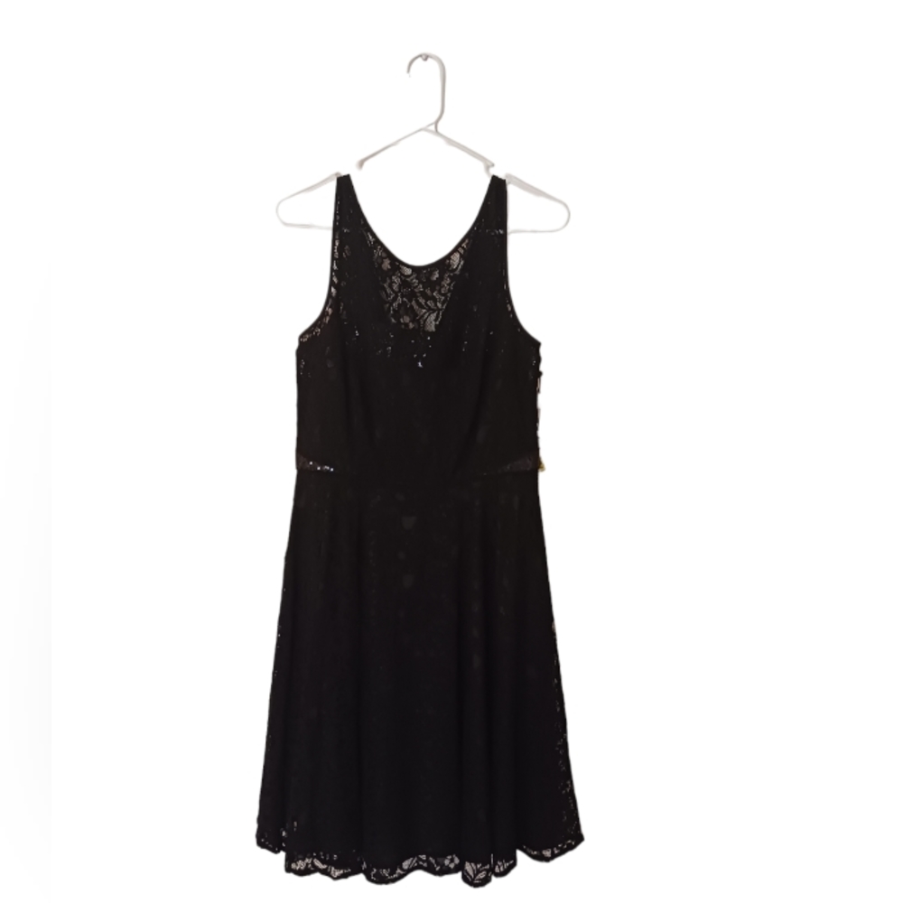 Calvin Klein Formal Lace Dress With Sequins‎ Zip Up Back Closure Black Size 10